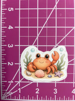Cute Coastal Sea Life Sticker Pack – Waterproof Vinyl Dolphin, Turtle, Crab & Seal Stickers