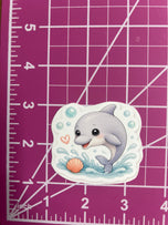 Cute Coastal Sea Life Sticker Pack – Waterproof Vinyl Dolphin, Turtle, Crab & Seal Stickers