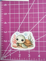 Cute Coastal Sea Life Sticker Pack – Waterproof Vinyl Dolphin, Turtle, Crab & Seal Stickers