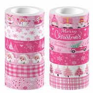 12 Rolls Christmas Pink Snowman Plaid Masking Washi Tape Party Handbook Label Sticker for Scrapbooking Diary Journal