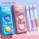 Kawaii Click Erasable Gel Pen Friction Thermo Erasable Pen with Grip for Students Smooth Writing Blue Black School Stationery