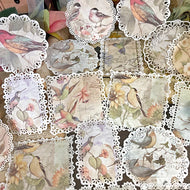 ZFPARTY Vintage Bird lace doily Paper pieces Scrapbooking paper pack handmade craft paper Background pad card