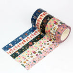1X 10M Gold Foil Reindeer Snowflake Christmas Trees Snowman House Masking Washi Tape for Scrapbooking Planner Kawaii Papeleria