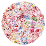 10/30/50pcs Cute Pink Valentines Day Cartoon Stickers Transparent Decals DIY Luggage Phone Laptop Love Confession Sticker Gift