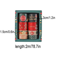 8 rolls/box of Christmas patterned washi tape, suitable for DIY album border decoration materials, with hot stamping process.