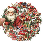 50PCS Retro Christmas Party Decoration Christmas Gift Stickers Phone Cases, Water Cups, Tablet Labels Waterproof Stickers