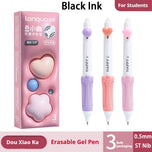 Kawaii Click Erasable Gel Pen Friction Thermo Erasable Pen with Grip for Students Smooth Writing Blue Black School Stationery