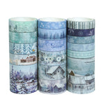 18 rolls/box, Christmas snow scene washi tape, suitable for DIY diary, gift box decoration, Christmas gift for friends