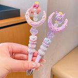 Sanrio Cartoon Crystal Sparkling Diamond Rotating Head Neutral Pen Black Cute Girl Beaded Pen kawaii  gel pen stationery