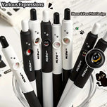 Kawaii Black & White Cat Gel Pen Set – 4 Piece Writing Pen Collection
