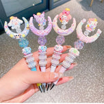 Sanrio Cartoon Crystal Sparkling Diamond Rotating Head Neutral Pen Black Cute Girl Beaded Pen kawaii  gel pen stationery