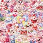 10/30/50pcs Kawaii Transparent Pink Valentine Day Stickers Decals Laptop Fridge Phone Scrapbooking Decoration Sticker Kids Toys