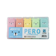 4/5/6 Pcs Kawaii Bear Highlighter Pens Cute Stationery Markers Oblique Tip Candy Color Fluorescent Pastel Pen School Supplies