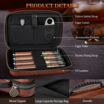 Travel Cigar Humidor Portable with 4 Cigar Tube, Leather Cigar Case Include V-Cutter, Cigar Accessories Gift for Cigar lovers