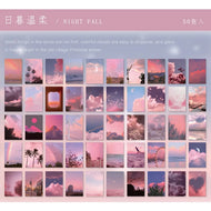 Yoofun 50 Sheets Natural Scenery&Art Paintings Stationery Stickers Book Aesthetic Landscape Cute Scrapbooking Planner Journaling