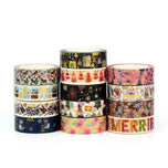 1X 10M Gold Foil Reindeer Snowflake Christmas Trees Snowman House Masking Washi Tape for Scrapbooking Planner Kawaii Papeleria