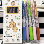 5pcs Cartoon Kawaii Gel Pen 0.55mm Refill Press Pen Black Pen Student Stationery School Writing Supplies animation Birthday Gift