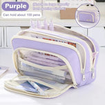 Kawaii Pencil Case 3 Layers Cute Pen Bag Large Capacity Korean Organizer Pouch for Student Back to School Supplies Stationery