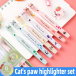 6 pcs/pack Kawaii Cat Claw Pastel Color Highlighters Drawing Art Markers Fluorescent Pen Gift Stationery Cute School Supplies
