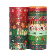21 rolls/box, Christmas pattern bronzing washi tape, suitable for holiday party DIY, photo frames and gift box decoration gifts