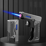2 In 1 Jet Flame Lighter Windproof Creative Foldable Gun Plasma Dual Arc Lighter Butane Torch Turbo Cigar Lighter Funny Men Gift