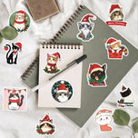50pcs Cute Christmas Cat Graffiti Stickers Aesthetic DIY Luggage Bike Phone New Year Gift Decoration Sticker Toy