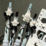 4Pcs/Set Kawaii Cat Gel Pens 0.5mm Quick-Dry Black Ink-Smooth Writing Retractable Pens Cute Stationery Student Reward Gifts