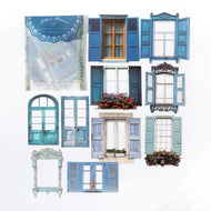 JIANQI 10 Pcs Laser Hollow Doors Windows Stickers Junk Journal Planner Scrapbooking Vintage Decorative DIY Craft Material