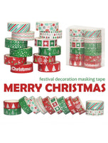 12 rolls/box of Christmas tree red green color washi tape, DIY photo album gift decoration supplies, foil stamping craft.