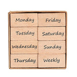 8pcs Date Week Day Mark Scrapbooking Stamps Planner Notebook Journaling Decorative DIY Card Making Hobby Wood Material Craft