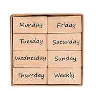 8pcs Date Week Day Mark Scrapbooking Stamps Planner Notebook Journaling Decorative DIY Card Making Hobby Wood Material Craft
