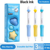 Kawaii Click Erasable Gel Pen Friction Thermo Erasable Pen with Grip for Students Smooth Writing Blue Black School Stationery