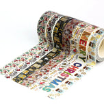 1X 10M Gold Foil Reindeer Snowflake Christmas Trees Snowman House Masking Washi Tape for Scrapbooking Planner Kawaii Papeleria