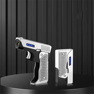 2 In 1 Jet Flame Lighter Windproof Creative Foldable Gun Plasma Dual Arc Lighter Butane Torch Turbo Cigar Lighter Funny Men Gift