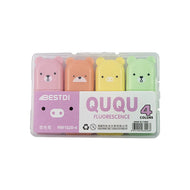 4/5/6 Pcs Kawaii Bear Highlighter Pens Cute Stationery Markers Oblique Tip Candy Color Fluorescent Pastel Pen School Supplies