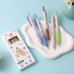 5pcs Cartoon Kawaii Gel Pen 0.55mm Refill Press Pen Black Pen Student Stationery School Writing Supplies animation Birthday Gift