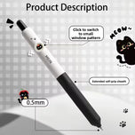 Kawaii Black & White Cat Gel Pen Set – 4 Piece Writing Pen Collection