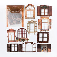 JIANQI 10 Pcs Laser Hollow Doors Windows Stickers Junk Journal Planner Scrapbooking Vintage Decorative DIY Craft Material