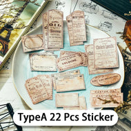 22Pcs France Style Vintage Stickers Junk Journal Ephemera Retro Label DIY Album Aesthetic Bottle Stickers Scrapbooking Material