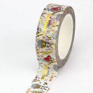 1X 10M Gold Foil Reindeer Snowflake Christmas Trees Snowman House Masking Washi Tape for Scrapbooking Planner Kawaii Papeleria