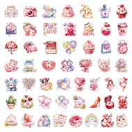 10/30/50pcs Cute Pink Valentines Day Cartoon Stickers Transparent Decals DIY Luggage Phone Laptop Love Confession Sticker Gift