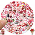 10/30/50pcs Cute Cartoon Red Pink Valentine Day Graffiti Stickers DIY Laptop Phone Fridge Scrapbook Decoration Sticker Decals