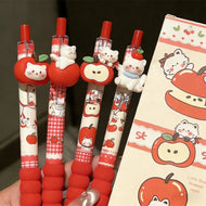 Kawaii Apple Cat Gel Pen Set