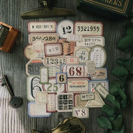 31Pcs Number Label Junk Journal Ephemera Vintage Stickers Retro DIY Album Tim Holtz Style Scrapbooking Material Craft Stickers