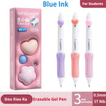 Kawaii Click Erasable Gel Pen Friction Thermo Erasable Pen with Grip for Students Smooth Writing Blue Black School Stationery
