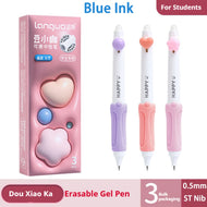 Kawaii Click Erasable Gel Pen Friction Thermo Erasable Pen with Grip for Students Smooth Writing Blue Black School Stationery