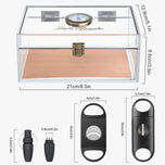 Scotte Cigar Case Humidors Acrylic Cigar Box Hygrometer Humidifier Hold 20 Cigars Include Cigar Cutters Cigar Punch Accessories